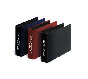 Falken Bankordner A5 quer, PP, mit 2-Ring-Reißmechanik (3er Poly sortiert /Farben: schwarz, blau, rot) frb. sort.