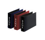Falken Bankordner A5 quer, PP, mit 2-Ring-Reißmechanik (3er Poly sortiert /Farben: schwarz, blau, rot) frb. sort.