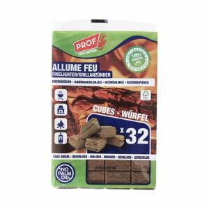 Anzündewürfel 32er  aus Naturholz, 100 % pflanzliches Material.