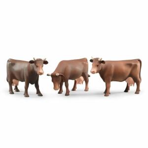bruder Tierfigur Kuh  3fach sortiert braun, Kopf rechts, Kopf unten, Kopf links, Bruder