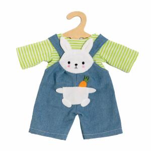 Heless Latzhose mit Shirt  Bunny Lou Gr.28-35cm, Latzhose mit Ringelshirt für Puppen und Plüschtiere,, 2-teilig, mit Klettverschluss für einfaches An- und, Ausziehen, ab 3 Jahren,, Heless