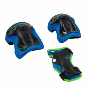 Protektoren Set Kids  S blau/schwarz, Handgelenk-, Knie- und Ellbogenschoner,, Anatomisch abgestimmte Passform mit Schaumpolsterung,