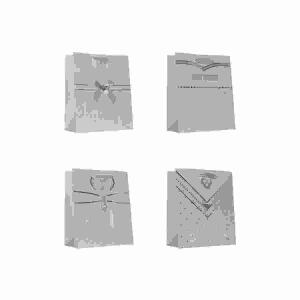 Geschenktasche Hochzeit  23x18x9cm sortiert, 4 verschiedene Motive, mit Applikationen,, Taunus