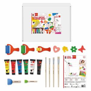 Power Paint Box KiDS  Little Artist 6x 36ml, Inhalt: 6x 36 ml Little Artist Künstlermal- und Bastelfarbe,, 019 gelb, 232 rot, 253 blau, 267 grün, 070 weiß,, 073 schwarz,, 1x Künstler Mal- und Bastelpapier weiß A4 20 Blatt,, 4x Borstenhaarpinsel flach Gr.
