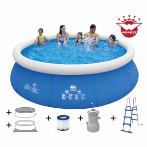 Pool-Set Quick Up  D450x90cm 5teilig, mit Filterpumpe, Leiter, Abdeckhaube und Unterlegplane,, ab 3 Jahren