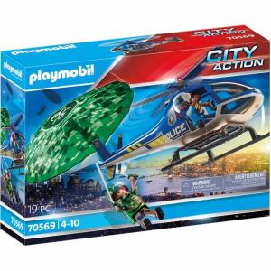 playmobil CITY ACTION  Polizeihubschrauber, Fallschirmverfolgung 23,5x28x15cm, ab 4 Jahren