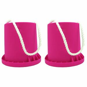 Topfstelzen 12cm pink 2er  auf Polypropylen High Impact (Kunststoff), Höhe 12 cm,, Durchmesser Trittfläche / Boden: 10 cm / 13 cm,, Seillänge 140 cm, Seilstärke 7 mm,, Maximalbelastung 35 kg
