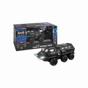 Revell RC Truck S.W.A.T.  Rolling Thunder 1:16, 2.4 GHz Fernsteuerung, Frontbeleuchtung und LED Blaulicht,, Höchstgeschwindigkeit: 20 km/h, Fahrtzeit: 15min,, 6WD-Antrieb, Li-Ion Akku und USB-Ladegerät,, 2x AA Batterien benötigt und nicht enthalten, ab 8