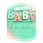 Glückwunschkarte zum Baby  Buchstaben auf Holz, mit...