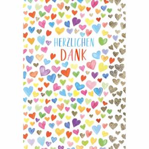 Dankeskarte Herzen  Druckkarte weißer Karton