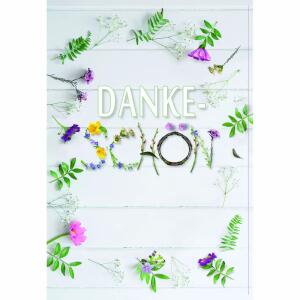 Dankeskarte Blumen  Druckkarte weißer Karton
