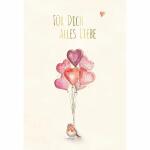 Glückwunschkarte Alles  Liebe Vogel und Herzen
