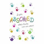 Klappkarte Abschied Hände  mit Glittereffekt