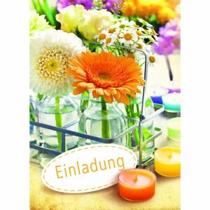 Einladungskarten Blumen  5er mit Umschlag