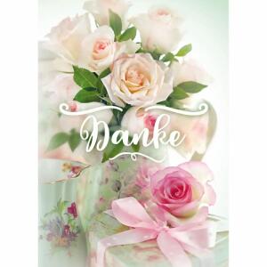 Dankeskarten Rosen  5er mit Umschlag