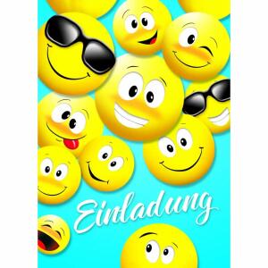 Einladungskarten Smileys  5er mit Umschlag