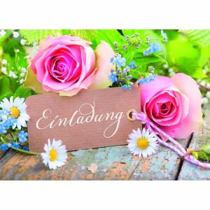 Einladungskarten Rosen  5er mit Umschlag