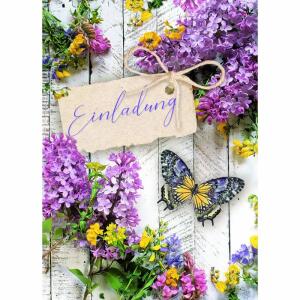 Einladungskarten Blumen  5er mit Umschlag