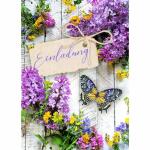 Einladungskarten Blumen  5er mit Umschlag