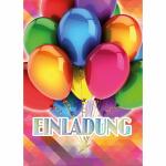 Einladungskarten bunte  Ballons mit Innendruck, 5er