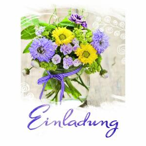 Einladungskarten Blumen  5er mit Umschlag