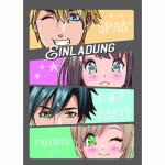 Einladungskarten Kinder  Mangas 5er, mit Umschlag und...