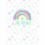 Einladungskarten Kinder  Regenbogen 5er, mit Umschlag und...