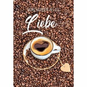 Glückwunschkarte Kaffee  von Herzen alles Liebe