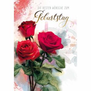 Geburtstagskarte Rosen  rot