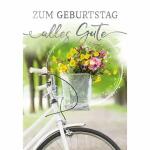 Geburtstagskarte Fahrrad  Blumen Korb