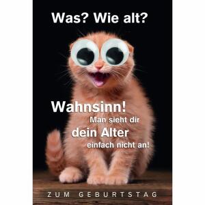 Geburtstagskarte Katze  mit Wackelaugen