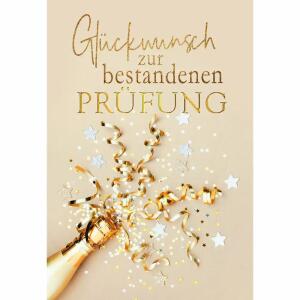 Glückwunschkarte Prüfung  Sektflasche