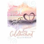 Glückwunschkarte  Goldhochzeit Buchseite, Glittereffekt