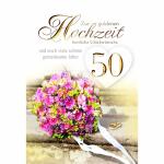 Glückwunschkarte  Goldhochzeit Blumenstrauß