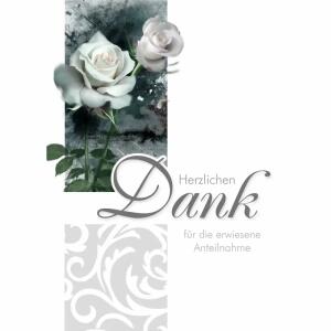 Dankeskarten Trauer  Rosen weiß 5er