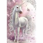 Geburtstagskarte Kinder  Einhorn mit Glittereffekt