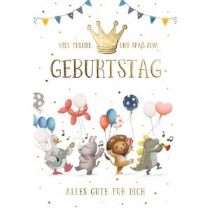 Geburtstagskarte Kinder  Musik Tiere