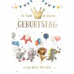 Geburtstagskarte Kinder  Musik Tiere