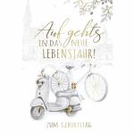 Geburtstagskarte black  Fahrrad und Roller