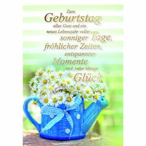 Geburtstagskarte Kanne  mit Blumen