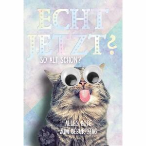 Geburtstagskarte Katze  mit Kulleraugen
