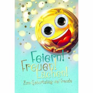 Geburtstagskarte Ballon  Smiley