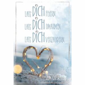 Geburtstagskarte Herz  mit Glitzersteinen