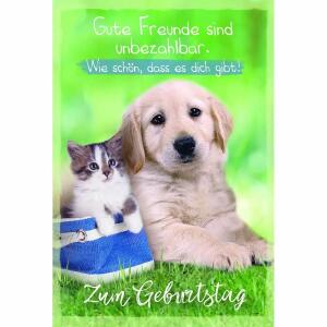 Geburtstagskarte Hund  und Katze