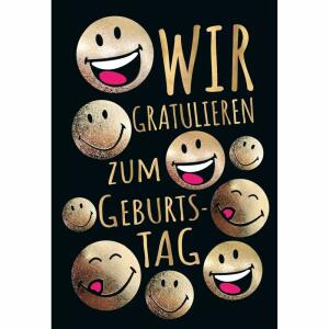Geburtstagskarte Smileys  Gold
