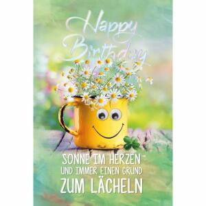 Geburtstagskarte Blumen  in der Tasse