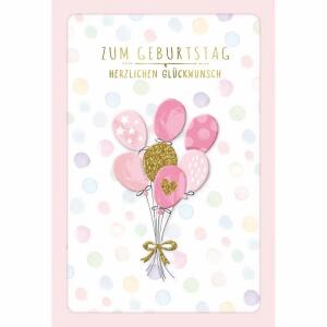 Geburtstagskarte Ballons  mit Glittereffekt