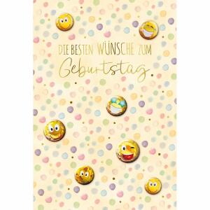 Geburtstagskarte Kugeln  Smileys