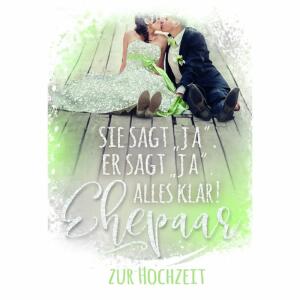 Glückwunschkarte Hochzeit  Ehepaar mit Glittereffekt