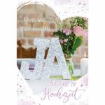 Glückwunschkarte Hochzeit  JA mit Glittereffekt